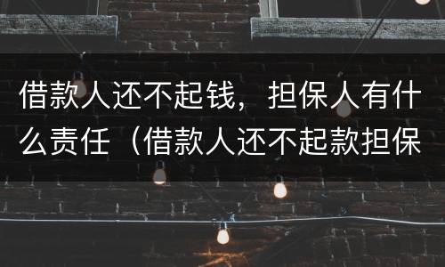 借款人还不起钱，担保人有什么责任（借款人还不起款担保人怎么办）