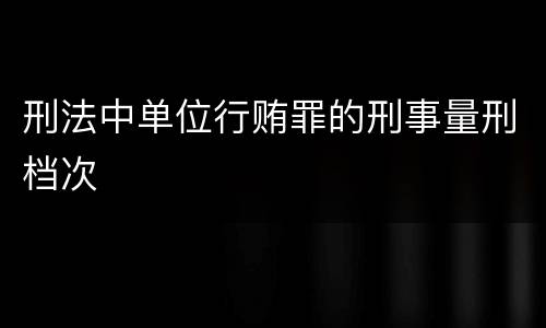 刑法中单位行贿罪的刑事量刑档次