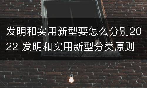 发明和实用新型要怎么分别2022 发明和实用新型分类原则