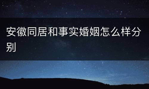 安徽同居和事实婚姻怎么样分别