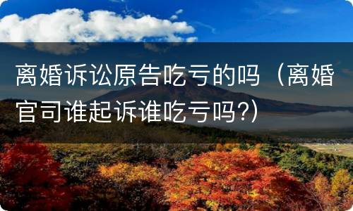 离婚诉讼原告吃亏的吗（离婚官司谁起诉谁吃亏吗?）