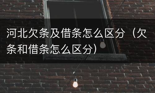 河北欠条及借条怎么区分（欠条和借条怎么区分）