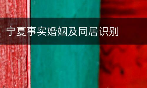 宁夏事实婚姻及同居识别