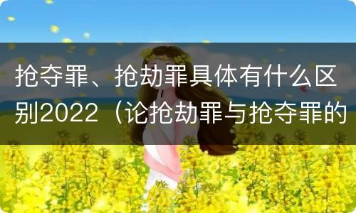 抢夺罪、抢劫罪具体有什么区别2022（论抢劫罪与抢夺罪的界限）