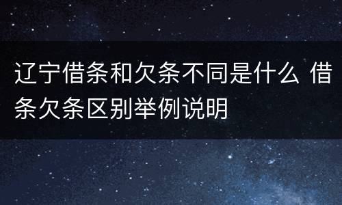 辽宁借条和欠条不同是什么 借条欠条区别举例说明