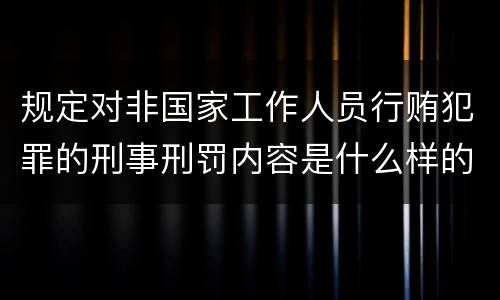 规定对非国家工作人员行贿犯罪的刑事刑罚内容是什么样的