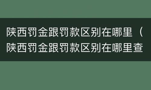 陕西罚金跟罚款区别在哪里（陕西罚金跟罚款区别在哪里查）
