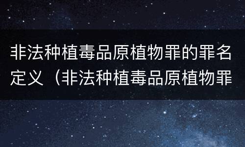 非法种植毒品原植物罪的罪名定义（非法种植毒品原植物罪的罪名定义是）