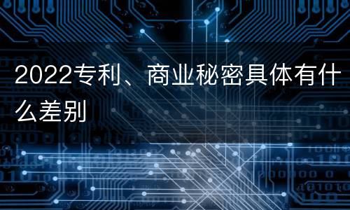 2022专利、商业秘密具体有什么差别