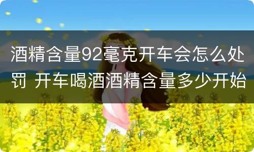 酒精含量92毫克开车会怎么处罚 开车喝酒酒精含量多少开始处分