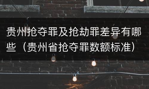 贵州抢夺罪及抢劫罪差异有哪些（贵州省抢夺罪数额标准）