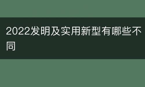 2022发明及实用新型有哪些不同