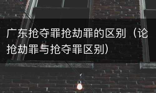 广东抢夺罪抢劫罪的区别（论抢劫罪与抢夺罪区别）