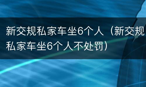 新交规私家车坐6个人（新交规私家车坐6个人不处罚）
