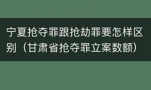 宁夏抢夺罪跟抢劫罪要怎样区别（甘肃省抢夺罪立案数额）