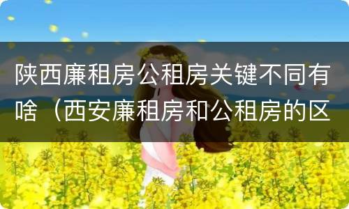 陕西廉租房公租房关键不同有啥（西安廉租房和公租房的区别到底是什么?）