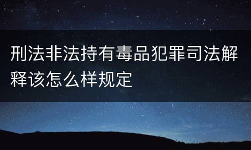 刑法非法持有毒品犯罪司法解释该怎么样规定