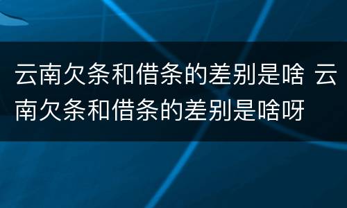 云南欠条和借条的差别是啥 云南欠条和借条的差别是啥呀