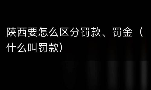 陕西要怎么区分罚款、罚金（什么叫罚款）