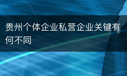 贵州个体企业私营企业关键有何不同