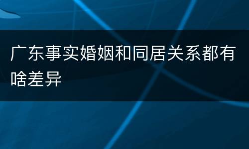 广东事实婚姻和同居关系都有啥差异