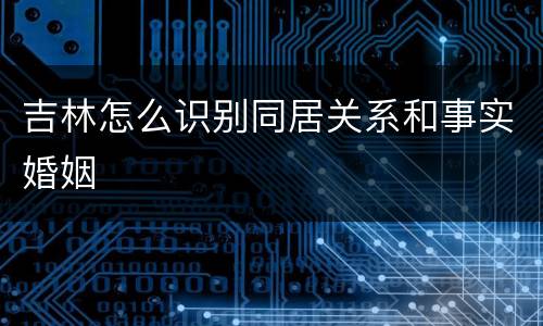吉林怎么识别同居关系和事实婚姻