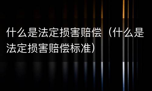 什么是法定损害赔偿（什么是法定损害赔偿标准）