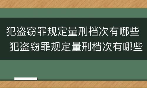 犯盗窃罪规定量刑档次有哪些 犯盗窃罪规定量刑档次有哪些类型