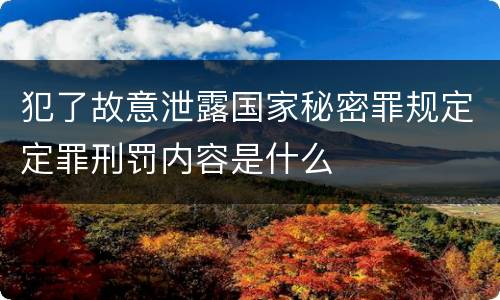 犯了故意泄露国家秘密罪规定定罪刑罚内容是什么