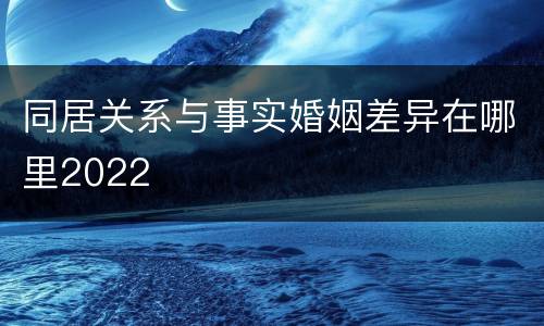 同居关系与事实婚姻差异在哪里2022