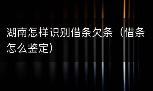 湖南怎样识别借条欠条（借条怎么鉴定）