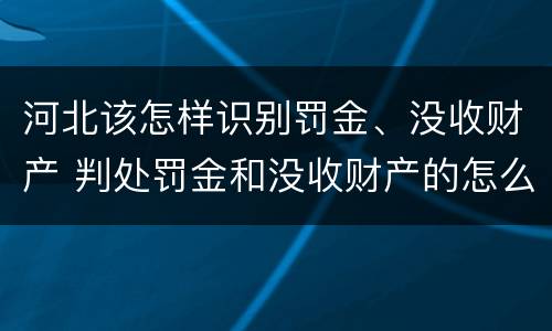 河北该怎样识别罚金、没收财产 判处罚金和没收财产的怎么执行
