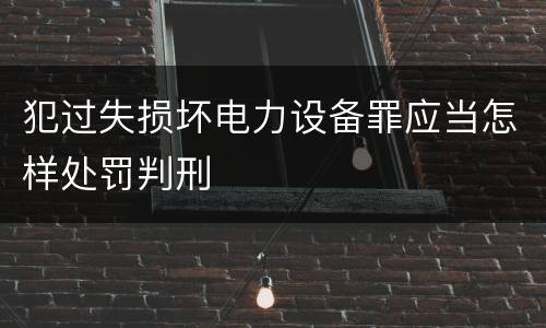 犯过失损坏电力设备罪应当怎样处罚判刑