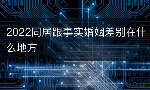 2022同居跟事实婚姻差别在什么地方