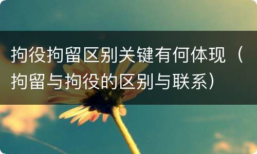 拘役拘留区别关键有何体现（拘留与拘役的区别与联系）