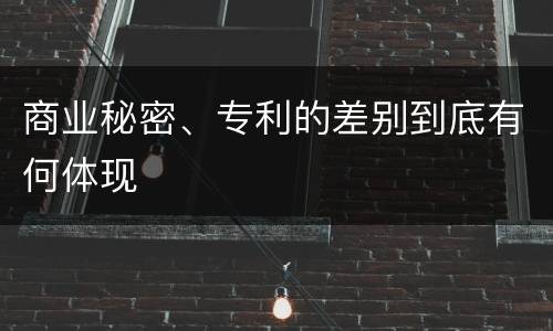 商业秘密、专利的差别到底有何体现