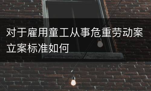 对于雇用童工从事危重劳动案立案标准如何