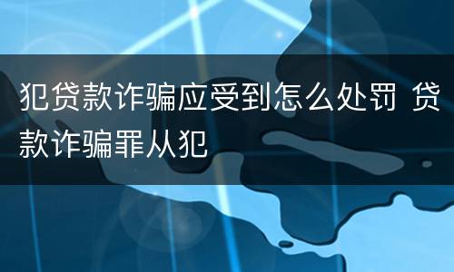 犯贷款诈骗应受到怎么处罚 贷款诈骗罪从犯