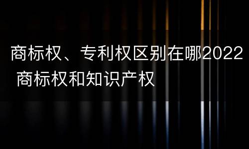 商标权、专利权区别在哪2022 商标权和知识产权