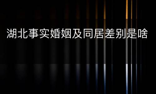 湖北事实婚姻及同居差别是啥