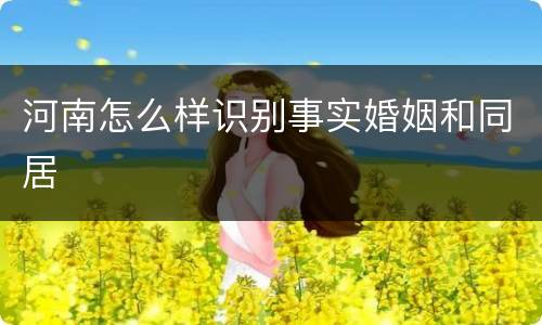 河南怎么样识别事实婚姻和同居