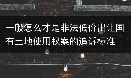 一般怎么才是非法低价出让国有土地使用权案的追诉标准