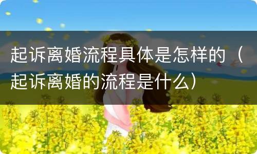 起诉离婚流程具体是怎样的（起诉离婚的流程是什么）