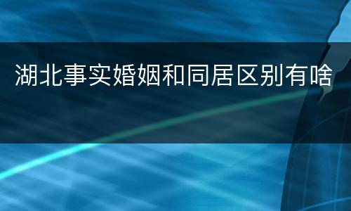 湖北事实婚姻和同居区别有啥