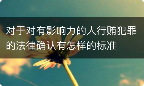 对于对有影响力的人行贿犯罪的法律确认有怎样的标准