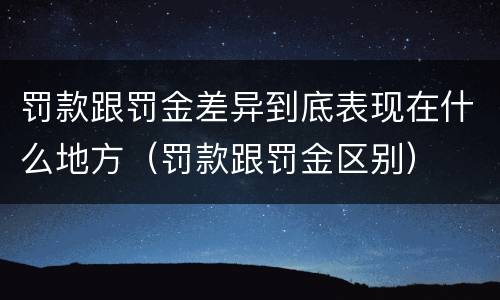 罚款跟罚金差异到底表现在什么地方（罚款跟罚金区别）