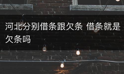 河北分别借条跟欠条 借条就是欠条吗