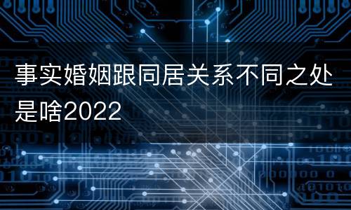 事实婚姻跟同居关系不同之处是啥2022
