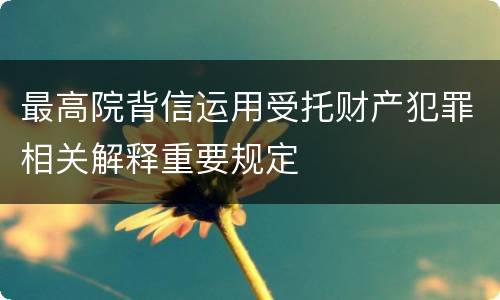 最高院背信运用受托财产犯罪相关解释重要规定