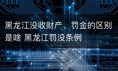 黑龙江没收财产、罚金的区别是啥 黑龙江罚没条例